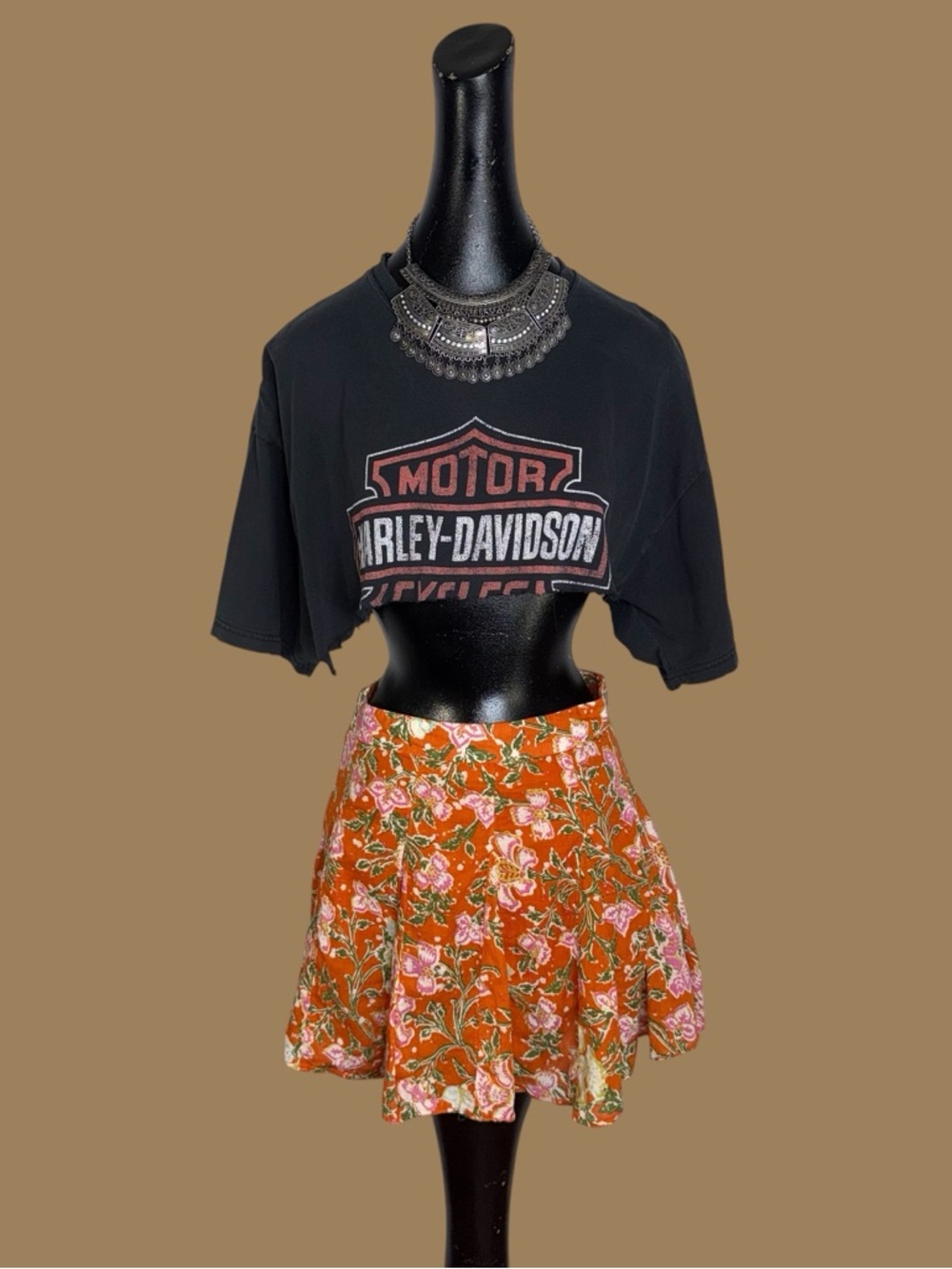 Reworked Harley Davidson cropped distressed t-shirt - Picture 2 of 11